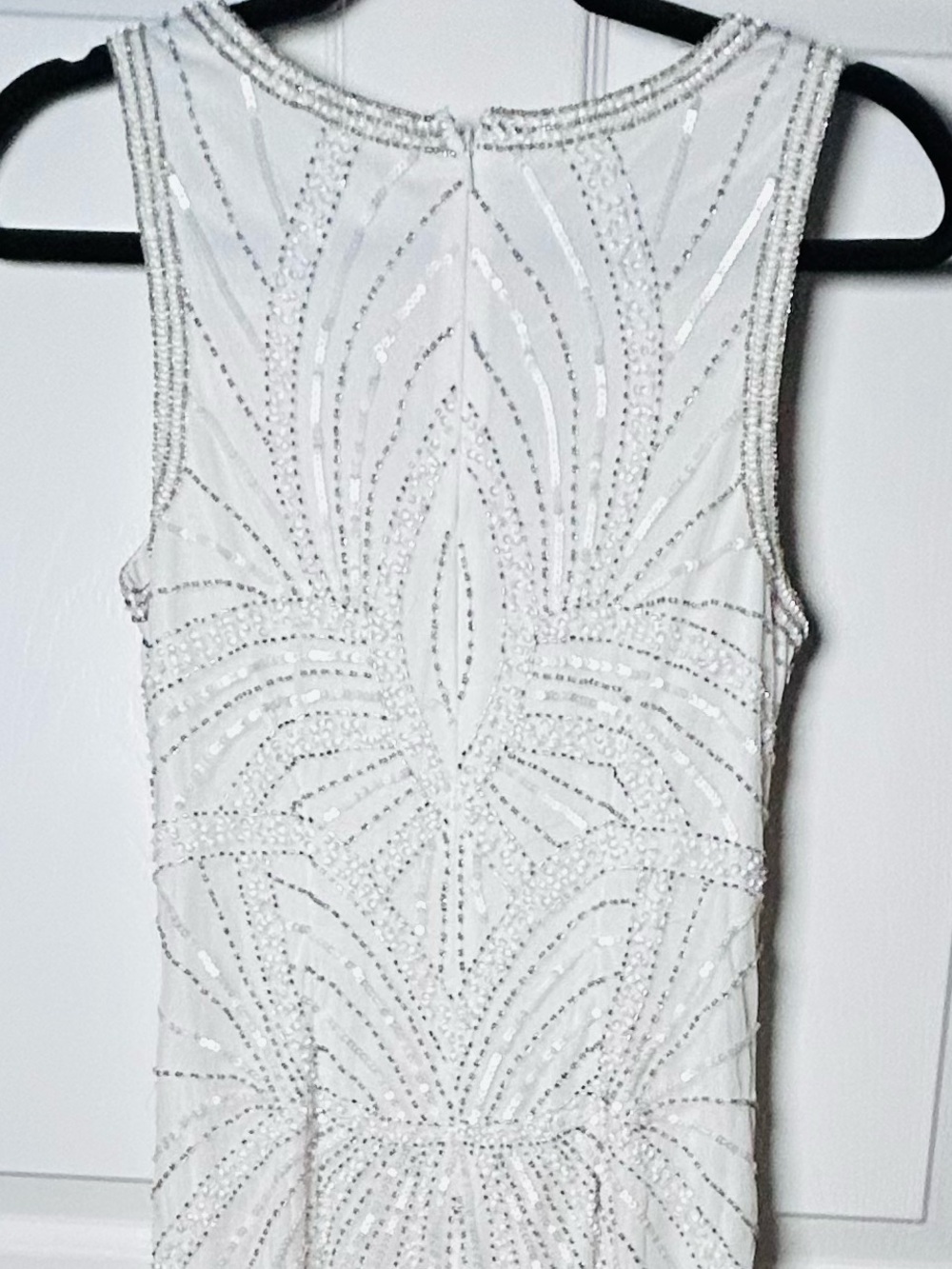 Lulu's White Beaded V-Neck Wedding Dress - Picture 9 of 10